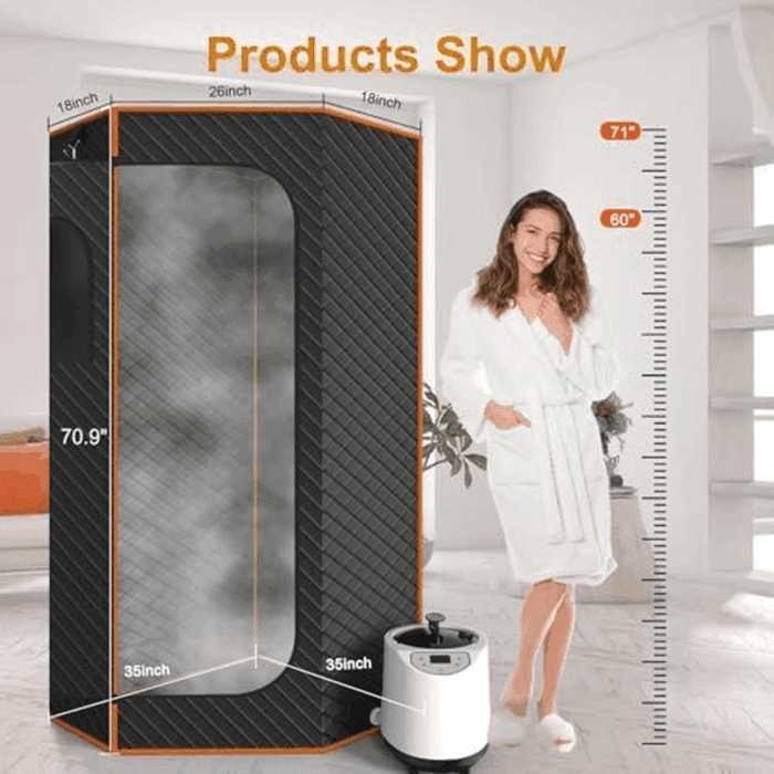 Portable Sauna for Home, Sauna Box with 3L Steamer, Remote Control, Folding Chair and Mat, Full Size Personal Steam Sauna Tent for Home Spa Relaxation, 15 Levels - Image 6