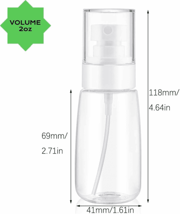 Spray Water Bottle Hair Mister, Fine Mist Stylist Sprayers 360 Empty Small Misting Spritzer, Perfume Atomizer with Pump Clear Containers 2Pcs/2Oz - Image 7