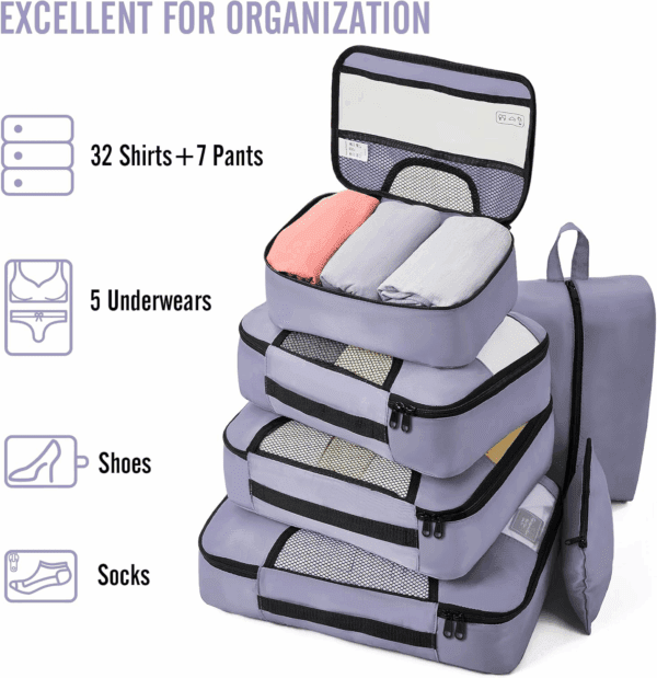 8 Set Packing Cubes for Travel Essentials, Suitcase Organizer Bags Set for Luggage, Road Trip Travel Accessories in 4 Sizes (Extra Large, Large, Medium, Small) - Image 5
