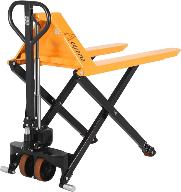 Manual Scissor Pallet Jack Truck High Lift Hand Truck 45" Lx21 W Fork Size 2200Lbs Capacity Suitable for Open Bottom Pallet
