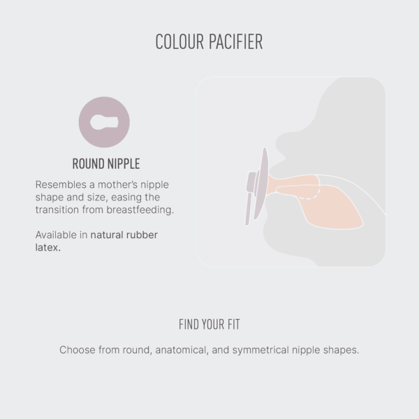 Pacifiers - Colour Studio 2 Pack | round Nipple Baby Pacifier | BPA Free Natural Rubber Latex Soother | Made in Denmark | Size 0+ Months | Blush Mix - Image 4