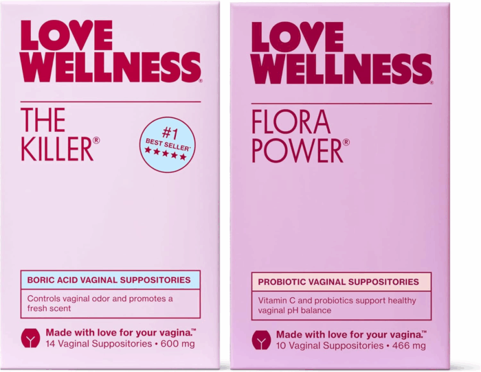 the Killer & Flora Power | Vaginal Suppository Duo with Probiotics, Vitamin C & Boric Acid for Vaginal Health | Vaginal Suppositories for Healthy Ph Balance & Vaginal Odor Control