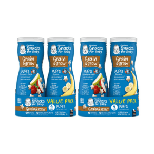 Baby Snacks Puffs Variety Pack, Banana & Strawberry Apple, 1.48 Ounce - 2 Count of Four Packs, Package May Vary, 1.48 Ounce (Pack of 8)