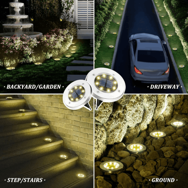 Solar Lights Outdoor Waterproof, 12 Pack Solar Ground Lights, Solar Garden Lights Landscape Lighting for Pathway Driveway Patio Backyard Walkway (Warm White) - Image 2