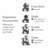 Vista V3 Stroller - Full-Size Single-To-Double Stroller System - Toddler Seat, Bug Shield, Rain Shield, and Storage Bag Included - Greyson (Charcoal Mélange/Carbon Frame/Saddle Leather) - Image 6