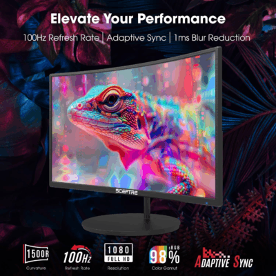 Curved 27" FHD 1080P 75Hz LED Monitor HDMI VGA Build-In Speakers, EDGE-LESS Metal Black 2019 (C275W-1920RN) - Image 3