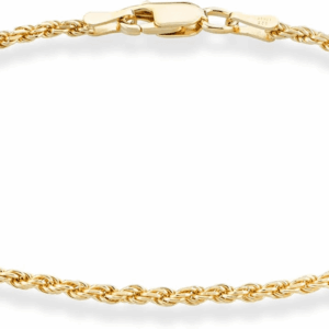 18K Gold over Sterling Silver Italian 2Mm, 3Mm Diamond-Cut Braided Rope Chain Anklet Ankle Bracelet for Women, 925 Made in Italy