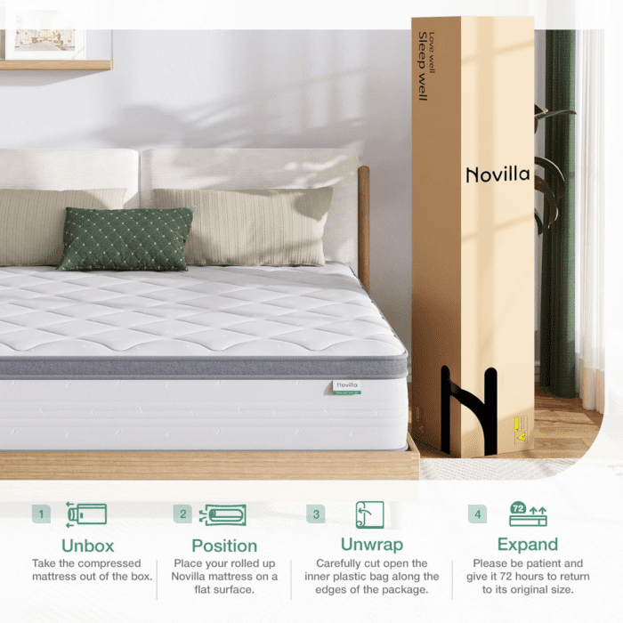 King Mattress, 12 Inch Hybrid Mattress King with Comfort Foam, Innerspring Pillow Top King Mattress in a Box, King Size Mattress for Pressure & Pain Relief, Soft Feel but Supportive - Image 8