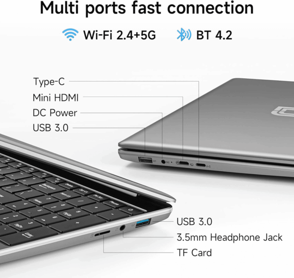 15.6 Inch Laptop with Office 365, 4GB RAM, 128GB Storage Expandable 1TB, 5205U Processor, HD Display, Windows 11 Laptops Computer, Wi-Fi 5, BT4.2, Numpad, Type-C, for Business and Students. - Image 8