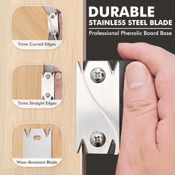 Edge Banding Trimmer - 2025 Upgraded Mini Edge Band Trimmer & Cutter, Stainless Steel Blade Veneer Edge Trimmer for Woodworking, Durable Edgebanding Trimming Tool for Wood, Veneer, PVC, ABS - Image 4