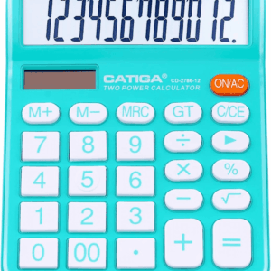 Desktop Calculator 12 Digit with Large LCD Display and Sensitive Button, Solar and Battery Dual Power, Standard Function for Office, Home, School, CD-2786 (Light Blue)
