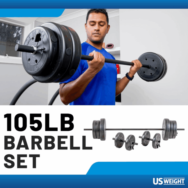 105 Pound Barbell Weight Set for Home Gym| Adjustable Weight Set with Two Dumbbell Bars and Full 6 Ft Bar, Black - Image 2