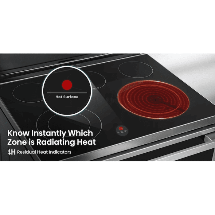 30-In Glass Top 5 Burners 5.8-Cu Ft Air Fry Convection Oven Freestanding Electric Range ( Stainless Steel ) - Image 16
