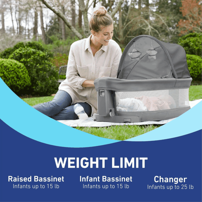 Pack N Play Dome LX Playard with Baby Bassinet, Lightweight Portable Crib, Push-Button Fold Travel Crib, Redmond, Convertible - Image 5