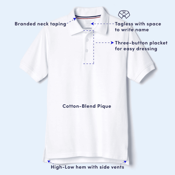 Boys Short Sleeve Pique Polo Uniform Shirt (Standard & Husky) - Image 3
