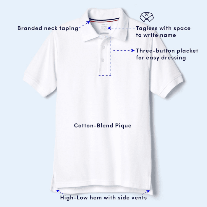 Boys Short Sleeve Pique Polo Uniform Shirt (Standard & Husky) - Image 3