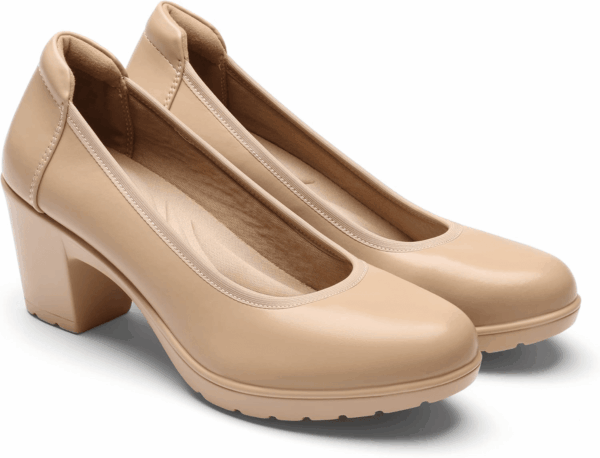 Women'S Chunky Closed Toe Low Block Heels Work Pumps Comfortable round Toe Dress Wedding Shoes - Image 8