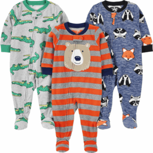 Toddlers and Baby Boys' Loose-Fit Flame Resistant Fleece Footed Pajamas, Pack of 3