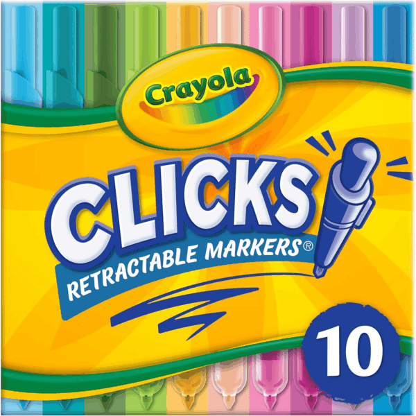 Clicks Retractable Markers (10Ct), No Dry Washable Markers for Kids, Bold Colors, Click Markers for School, Easter Basket Stuffers & Gifts for Kids - Image 4