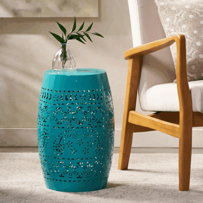 Ruby Outdoor 12" Iron Side Table, Teal - Image 4