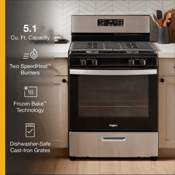 30-In 4 Burners 5.1-Cu Ft Freestanding Natural Gas Range ( Stainless Steel ) - Image 4