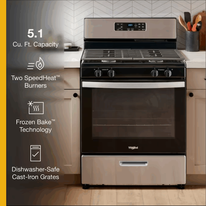 30-In 4 Burners 5.1-Cu Ft Freestanding Natural Gas Range ( Stainless Steel ) - Image 4