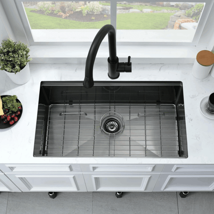 33 Inch Black Undermount Kitchen Sink Workstation- 33X19 Stainless Steel Kitchen Sink Undermount 16 Gauge Deep Single Bowl Black Sinks with Cutting Board - Image 3