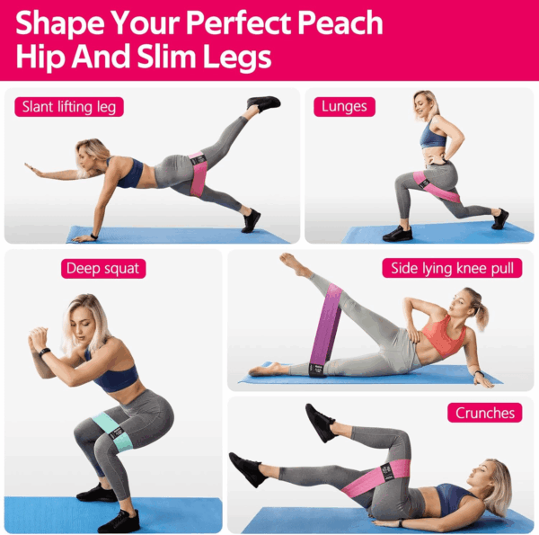 Resistance Bands for Legs and Butt, Fabric Exercise Loop Bands Yoga, Pilates, Rehab, Fitness and Home Workout, Strength Bands for Booty - Image 6