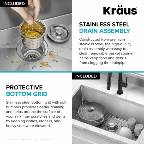 KHU100-32 Standart PRO 16 Gauge Undermount Single Bowl Stainless Steel Kitchen Sink, 32 Inch - Image 7