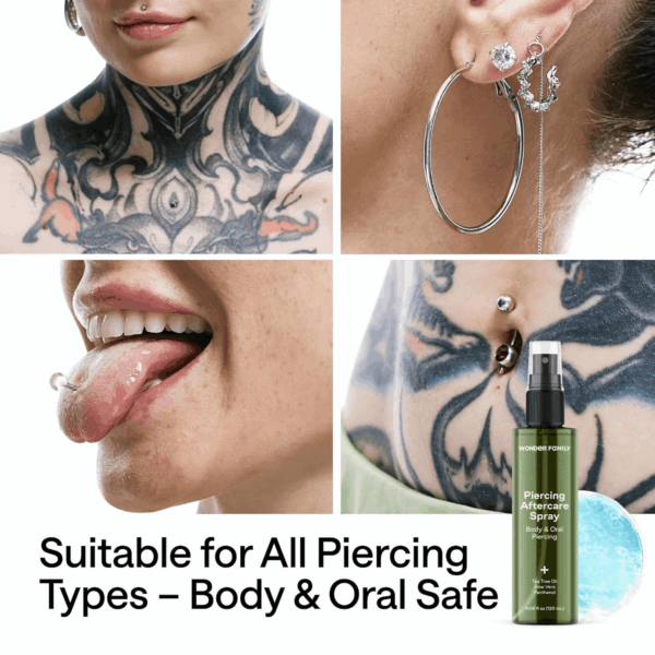 Piercing Aftercare Spray - Sterile Saline Solution for Piercings with Panthenol & Tea Tree Oil for Piercing Bumps - Lip, Body, Nose Rings, & Ear Piercing Cleaner - Keloid Bump Removal for Piercings - Image 5