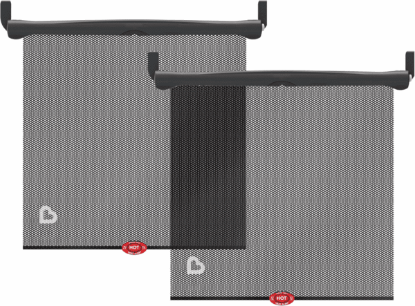 Brica Sun Safety Car Window Shade with Heat Alert, Helps Block UVA/UVB Rays, 2 Pack, Black