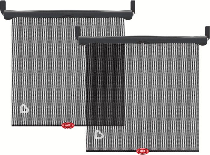 Brica Sun Safety Car Window Shade with Heat Alert, Helps Block UVA/UVB Rays, 2 Pack, Black
