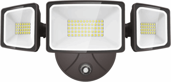 60W LED Dusk to Dawn Outdoor Lighting, 6000LM Exterior Flood Light, IP65 Waterproof Outdoor 3 Adjustable Heads Photocell Security Lights Fixture, 6500K Floodlights for Garage, Patio, Yard
