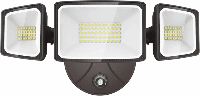 60W LED Dusk to Dawn Outdoor Lighting, 6000LM Exterior Flood Light, IP65 Waterproof Outdoor 3 Adjustable Heads Photocell Security Lights Fixture, 6500K Floodlights for Garage, Patio, Yard