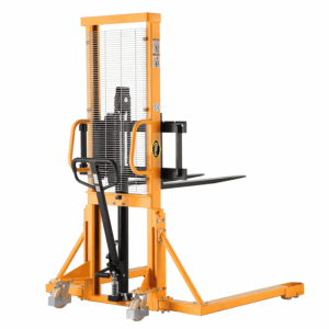 Manual Pallet Stacker with Straddle Legs 2200Lbs Capacity 63" Lift Height, Adjustable Forks