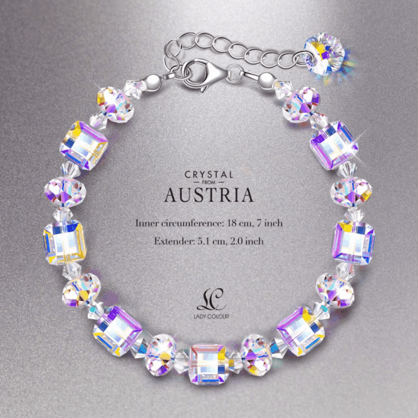 ♥ a Little Romance ♥ Sterling Silver Bracelets for Women Northern Lights Crystals Bracelet 7"+2" Extension, Packaged with Jewelry Box, Mother'S Day Birthday Anniversary Jewelry Gift for Women Girls - Image 2