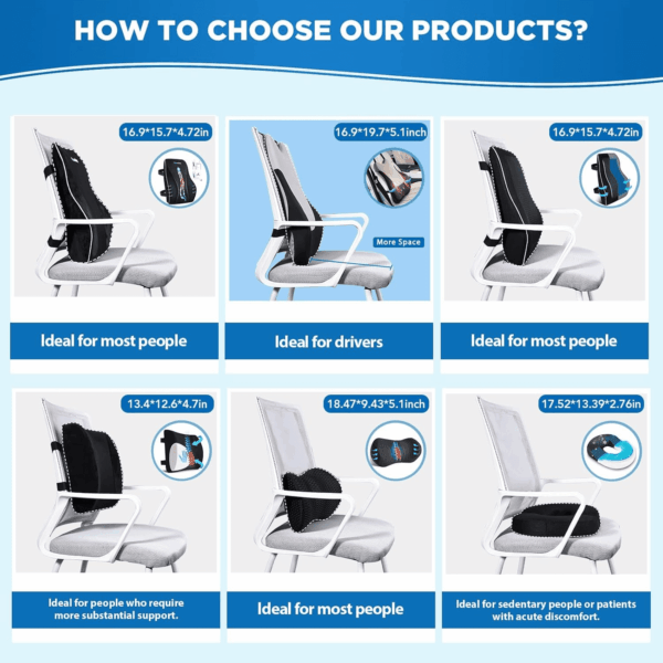 Lumbar Support Pillow for Office Chair Car, Gaming Chair Lower Back Pain Relief Memory Foam Cushion with 3D Soft Cover Enhance Your Driving Comfort Ergonomic Orthopedic Car Back Rest - Image 8