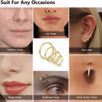 4Pcs 16G 18G 20G Surgical-Steel-Piercing-Ring-Nose-Rings-Hinged-Hoop-Earrings,6Mm 8Mm 10Mm 12Mm Seamless Stainless Steel Clicker Eyebrow Septum Piercing Hoop,Sliver Black Gold Rose Gold Rainbow Body Jewelry Set - Image 7
