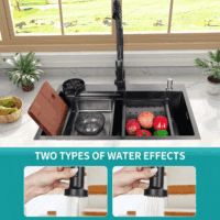 29.5 * 17.7 Inch Kitchen Sink, Single Bowl Stainless Steel Sink Multifunctional Drop in Sink with Pull-Down Faucet and Multiple Accessories (Black Grey, 29.5 * 17.7 Inch) - Image 3
