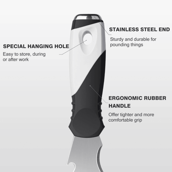 Putty Knife, Paint Scraper 10 in 1 Putty Knife Multi Use Painters Tool, Taping Knife, Paint Scraper Tool for Wood, Metal Scraper with Hammer End, Razor Blade Scraper, Spackle Tool - Image 4