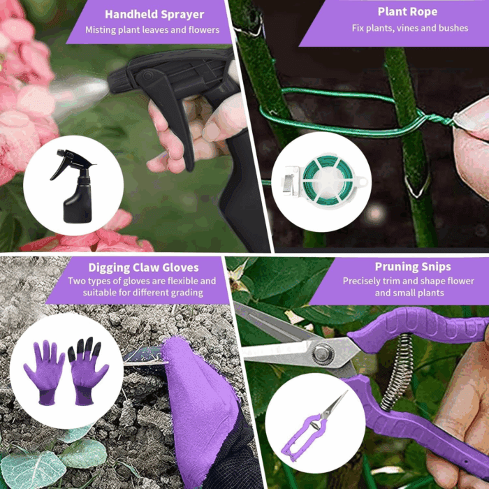 Gardening Tool Set - 11 Piece Aluminum Alloy Steel Hand Tool Starter Kit with Garden Bag, Outdoor Tool, Heavy Duty Gardening Work Set, Gardening Tools Gift for Women and Men - Image 4
