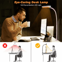 LED Desk Lamp for Office Home, Eye-Caring Desk Light with Stepless Dimming Adjustable Flexible Gooseneck, 10W USB Adapter Desk Lamp with Clamp for Reading, Study, Workbench (Pink) - Image 6