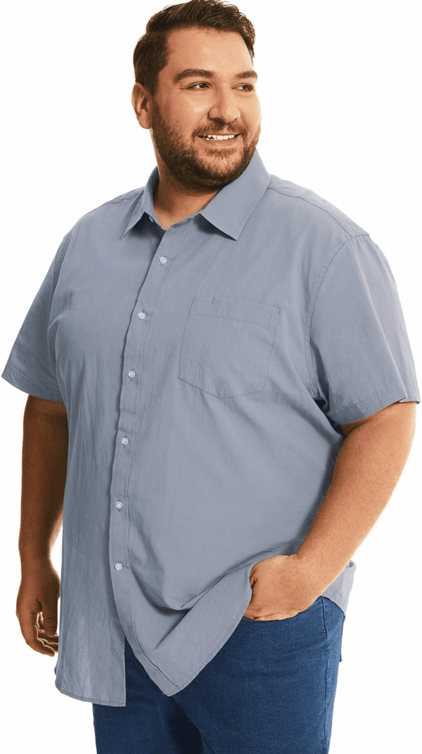 Big and Tall Mens Cotton Button down Shirt 2XL-6XL - Image 2