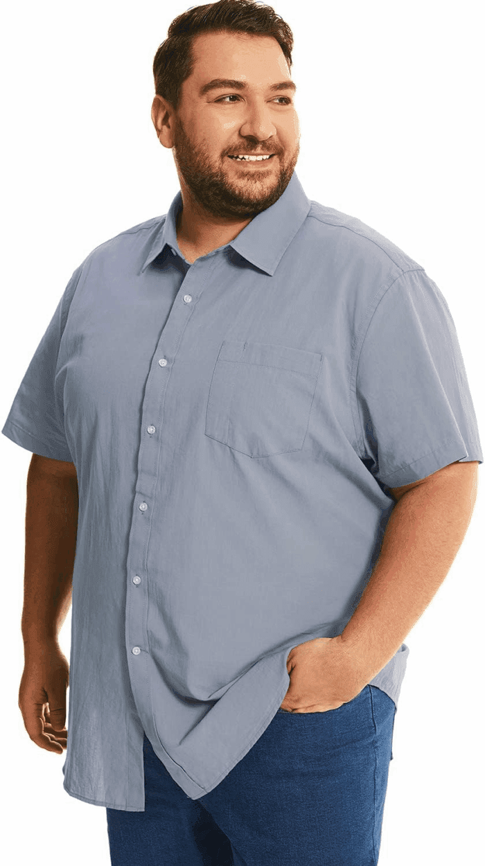 Big and Tall Mens Cotton Button down Shirt 2XL-6XL - Image 2