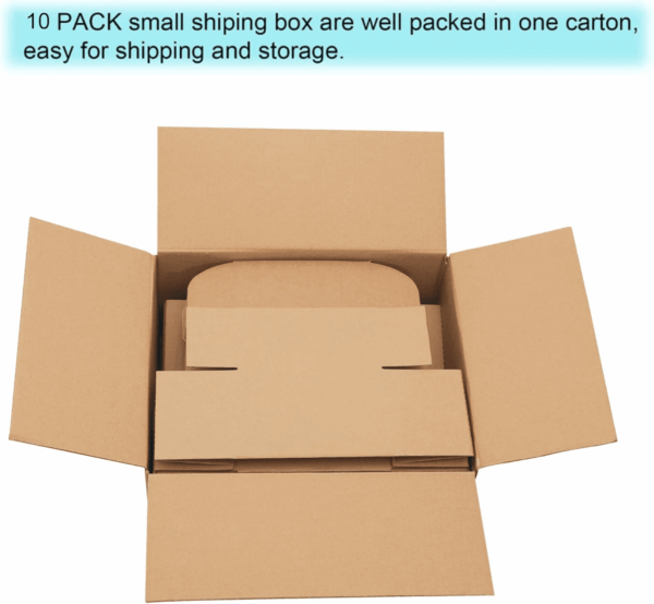 10 Pack Small Shipping Boxes 6X4X3'' Corrugated Small Cardboard Boxes for Shipping, Recyclable Packaging Boxes for Business, Mailer, Gift Packing, Crafts Packing, Jewelry Box, Brown - Image 5