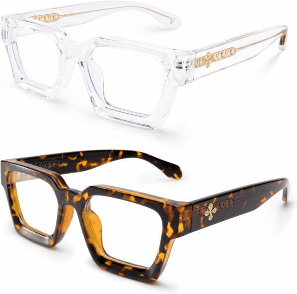 2 Pack Blue Light Blocking Glasses Rectangle Frame and Chic Preppy Look for Women Men RIVER - Image 2