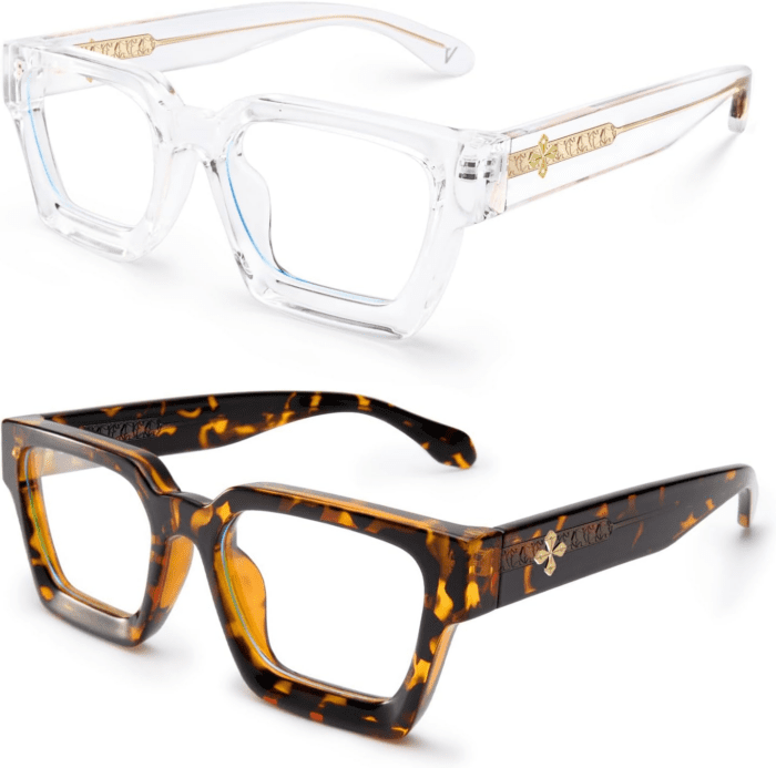 2 Pack Blue Light Blocking Glasses Rectangle Frame and Chic Preppy Look for Women Men RIVER - Image 2