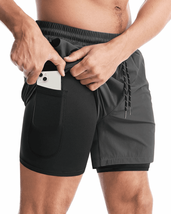 Men'S 2 in 1 Running Shorts - 5" Workout Gym Athletic Shorts Quick Dry Lightweight Training Shorts with Pockets