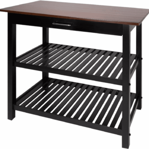 Kitchen Island with Solid American Hardwood Top, Walnut&Black