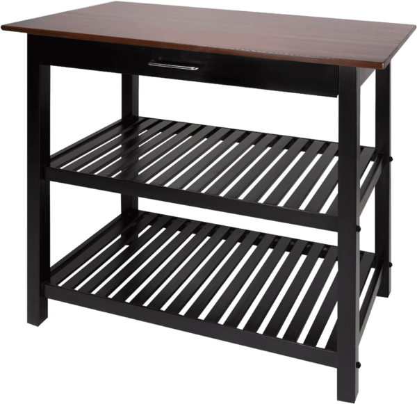 Kitchen Island with Solid American Hardwood Top, Walnut&Black